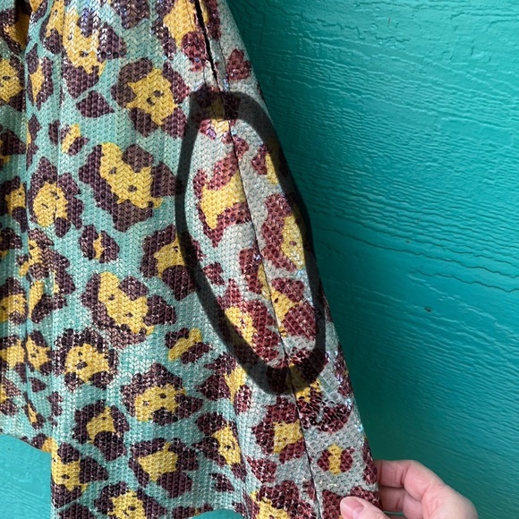 CLEARANCE BETSEY JOHNSON STRAPLESS LEOPARD ALL SEQUIN CORSET MINI PARTY DRESS S… - Picture 7 of 15